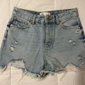 Zara high rise denim shorts